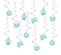 24pcs Christmas Hanging Swirl Decorations, Blue Snowman Hot Coffee Snowflake Glove Ceiling Whirl Streamer Hanging Banner, Merry Christmas Hanging Swirls for Xmas Holiday Party Decoration (Glove)