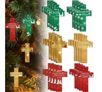 24PCS Christmas Hanging Wooden Cross Decoration,Christian Nativity Scene Ornaments, Cross Ornaments for Christmas Tree, Wall, Window Decor, Hodliday Party Gifts