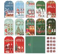 24Pcs Christmas Money Wallets Gift Cards and Envelopes, Xmas Money Wallets for C-ash or Vouchers, Christmas Cards with 12 Cute Santa or Snowman Designs for Family, Friends and Kids (24pcs)