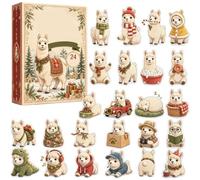 24PCS Christmas Ornaments 2D Flat Hanging Decor Countdown Box Collection | Funny Cute Animal Series Acrylic Advent Calendar Box Set for Holiday Display and Collection(Random Styles)