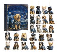 24PCS Christmas Ornaments 2D Flat Hanging Decor Countdown Box Collection | Funny Cute Animal Series Acrylic Advent Calendar Box Set for Holiday Display and Collection(Random Styles)