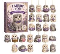 24PCS Christmas Ornaments 2D Flat Hanging Decor Countdown Box Collection | Funny Cute Animal Series Acrylic Advent Calendar Box Set for Holiday Display and Collection(Random Styles)