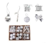24PCS Christmas Ornaments Set in Gold Tone Featuring Candy Canes, Drums, Boxes, Bows, and Balls for Holiday Decor (3)