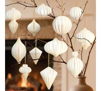 24Pcs Christmas Paper Honeycomb Ornaments for Tree, 3D Glitter Edge Paper Honeycomb Lanterns Foldable Hanging Decorations for Xmas Tree New Year Holiday Party Home Decor, White