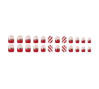 24Pcs Christmas Press On Nails Green Glossy Green Glitters False Short Square Full Covers Stick Manicure Christmas Press Nails