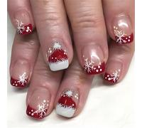 24Pcs Christmas Press On Nails With Snowflakes False Nails Stick On Nails Holiday Winter Nails Accessories For Women