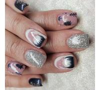 24pcs Christmas Press Short False Claws Santa Full Cover on Nail is Adhered to Artificial Nail Shining