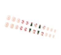 24Pcs Christmas Short False Acrylic Artificial Manicure Festive Snowman and Candy Cane Designs Square False