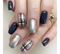 24Pcs Christmas Snowflake Pattern Press On Nails Stick On For Holiday Gatherings Office And Store Decorations Christmas Press On