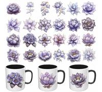 24pcs Christmas Spring Purple Floral Flower UV DTF Cup Wraps Transfer Sticker for Glass Cups Furniture Craft DIY Crafts，Rub on Transfer Stickers for DIY Water Bottle Laptop Decal Wood Car