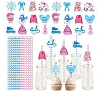 24pcs Christmas Straws Xmas Paper Straws,Christmas Drink Accessories Snowman Bear Pattern Cocktail Straws Juice Coffee Cold Drinking Straws for Restaurant Home Bar Christmas Party Drink Decorations