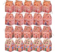 24Pcs Christmas Sweet Boxes Empty, Kraft Paper Xmas Gift Box Small, Xmas Party Favour Treat Boxes, Christmas Candy Box Party Supplies 2.75 x 4.3 In (Folded)