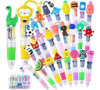 24Pcs Classroom Fun Mini Multicolor Pens All in One 4 in 1 Cute Pens for Kids, Party Bag Fillers，Animal Shaped Design Shuttle Pen for School Supplies for Kids