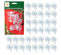 24Pcs Clear Suction Hooks - 23mm Rubber Sucker Pads with Metal Hook - Strong Hanging Hook for Christmas Decorations, Signs, Mirrors, Glass, Kitchen, Bathroom Walls