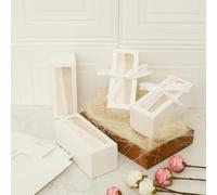 24Pcs Clear Window Gift Boxes with Two Rolls Ribbon,8x8x20cm,Paper Reusable Mug Packaging Box for 12/16/20 OZ,Christmas Gifts Boxes,Christmas Party Decoration,Birthdays,Weddings(white)