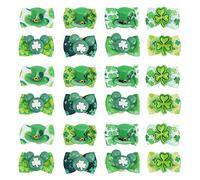 24PCS Clovers Dog Bows, Lightweight Puppy Hair Bows for Grooming, Plastic Pet Hair Accessories with Random Colors, Small Cute Bow Clips for Daily Walks Photos Birthday