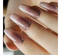 24Pcs Coffin Press On Nails Ballerinas Omber Fake Glossy Gradient False Acrylic Glues On For Women Design False Nail