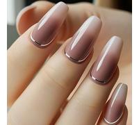 24Pcs Coffin Press On Nails Ballerinas Omber Fake Nails Glossy Gradient False Acrylic Glues On For Women Ballerinas Fake Nail