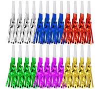 24Pcs Colorful Noise Makers,Glitter Metallic Fringed Noise Maker,Party Horns Party Blowers,Musical Blowouts Whistle for Kids Adults, Birthday Party Sports,Graduation Party Favor Supplies