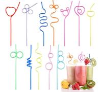 24pcs Colorful Spiral Drinking Straws Fun Reusable PET Plastic Party Straws Set for Weddings Birthdays Cocktail Parties Summer BBQ Kids Parties School Home Party Supplies Decorations Accessories