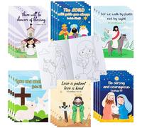 24PCS Coloring Book for Kids Christian Bible Holiday Activities Coloring Books Fun Christian Painting Activity Bible Verse Drawing Supplies for Sunday School Classroom Rewards Goodie Bag Filler