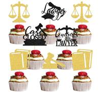 24Pcs Congrats Lawyer Cupcake Topper Lawyer Graduation Party Decoration Law School Survivor Decoration Gold Black Glitter