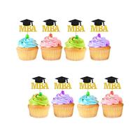 24pcs Congrats MBA Cupcake Toppers, MBA Graduation Cupcake Toppers, Gold Glitter Congrats Grad Cupcake Picks for Graduation, Class of 2025 Party Supplies
