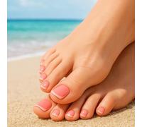 24PCS Coral Pink French Tip Press On Toenails Glossy Square False Nail Tips - For Women Summer Beach Holiday Casual Wear Pedicure Art Long Lasting Nail Kit With Easy Application Toe Art