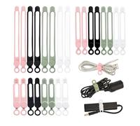 24pcs Cord Organizer, Silicone Cable Straps Reusable, Cord Ties for Bundling Earphone Phone, Elastic Wire Ties Cable Organizer for Fastening Cords Silicone Zip Ties