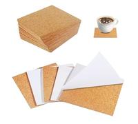 24Pcs Cork Coasters, 4 x 4 Inch Square Cork Sheets 2mm Thick, Self-Adhesive Cork Sheets for Wall Decor and DIY, Cork Tiles for Office School and Home
