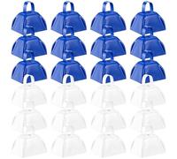 24pcs Cowbells for Sporting Events Bulk Loud Noise Makers Metal Cow Bell with Handle for Cheering Competition Marathon Wedding DIY Paint, White