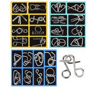 24Pcs Creative Brain Teaser Puzzles for Adults, Funny Steel Iq Games Physics Mind Metal Puzzles, Difficult Brain Teaser Wire Puzzle, Metal Wire Puzzle Logic Brain Teaser Set