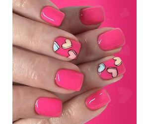 24Pcs Creative Doodles Art Presses on Nails Heart Four Point Star Pattern Glossys Short Square Fashionable Look ABS Artificial Nails Comfortable Materials Easy to Apply Valentines Day Short