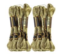 24Pcs Cross Stitch Thread, 8meter/26.2ft Light Gold Embroidery Thread Floss Bracelet Making Yarn Hand Made Cotton Skeins Craft Floss for Crafting