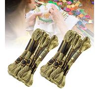 24Pcs Cross-Stitch Thread Light Gold Embroidery Glossy Braided Floss Hand-Made Cotton Skeins