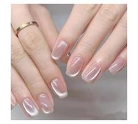 24Pcs Crystal Cat Eye Short Square Red Jewel Press On Minimalist Manicure(1)