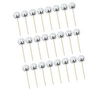 24pcs Cupcake Toppers for Party Decoration Stylish Reflective Sphere Cake Picks Accessories Cake Decorating Ornament Picks