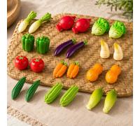 24PCS Cute Grow in the Dark Mini Resin Vegetable Figures - 12 Species Vegetable Home Kitchen Office Figurine Decor Accessories DIY Crafts