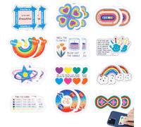 24pcs Cute Mood Calming Stickers, Textured Calm Sensory Strips with Words Adhesive Tactile Fidget Tape Anti Reduce Stress Stickers for Phone Water Bottle Desk Adults Teens School Office