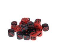 24pcs D6 Dice Set for D&D RPG - Two-Color Red & Black Six-Sided Acrylic Dice with Velvet Bag