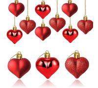24Pcs Decor Heart Ornaments Hanging OrnamentsRomantic Decor for Home Party Wedding Wedding Anniversary Decoration (Red)