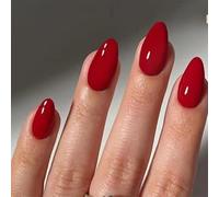 24PCS Deep Red Short Almond Press-On Nails With Strong Nail Jelly Glue - Reusable Natural Curve Fit French Tip Acrylic False Nail Extensions For Women - 12 Sizes Durable ABS Material Manicure Set