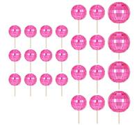 24pcs Discos Ball Cake Inserts Cupcake Toppers Ornament For Themed Parties Stylish Celebration Cake Accessories Dessert Birthday Decorations