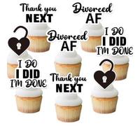 24PCS Divorce Cupcake Toppers Black Divorced Af Thank You Next I Do I Did I'm Done Cupcake Picks Cake Decorations for Break up Theme Bachelor Freedom Party Decor Supplies