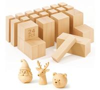 24Pcs DIY Basswood Carving Blocks: Unfinished Soft Wood Block in Three Sizes Bass Wood Blocks for Carving Whittling and Sculpture Fit Crafting Hobbyists Beginners and Creative Artists