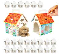 24PCS Dog Party Favors Boxes DIY Blank Puppy House Treat Boxes with Handle Paper Candy Present Holders for Birthday Party Pet Theme Crafts(white,Style 2)