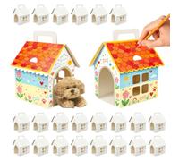 24pcs Dog Party Favors Boxes, White Foldable Adopt a Puppy Party Favor Boxes with Handle,DIY Blank House Treat Box for Kids Birthday Pet Theme Celebrations & Crafting(Style4)