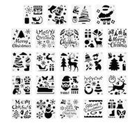 24pcs Drawing Templates Christmas Season Painting Stencils | PET Plastic, White Sheet, Canvas and Walls Use, Paper Cutting, Fine Motor Skill Practice, Decoration Making