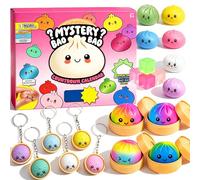 24PCS Dumpling Squishy Advent Calendar, Slow Rising Dumpling Stress Balls, Mini Rainbow Mystery Countdown Squishy Stress Relief Set Pack Party Favor Gifts for Adults (#A)