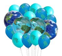 24Pcs Earth Balloon/22inch 4D Earth Globe Balloons/Jumbo World Map Foil Balloons/Blue Green World Latex Planet Round Sphere Balloon/for Earth Day Travel Birthday Party Decorations Supplies
